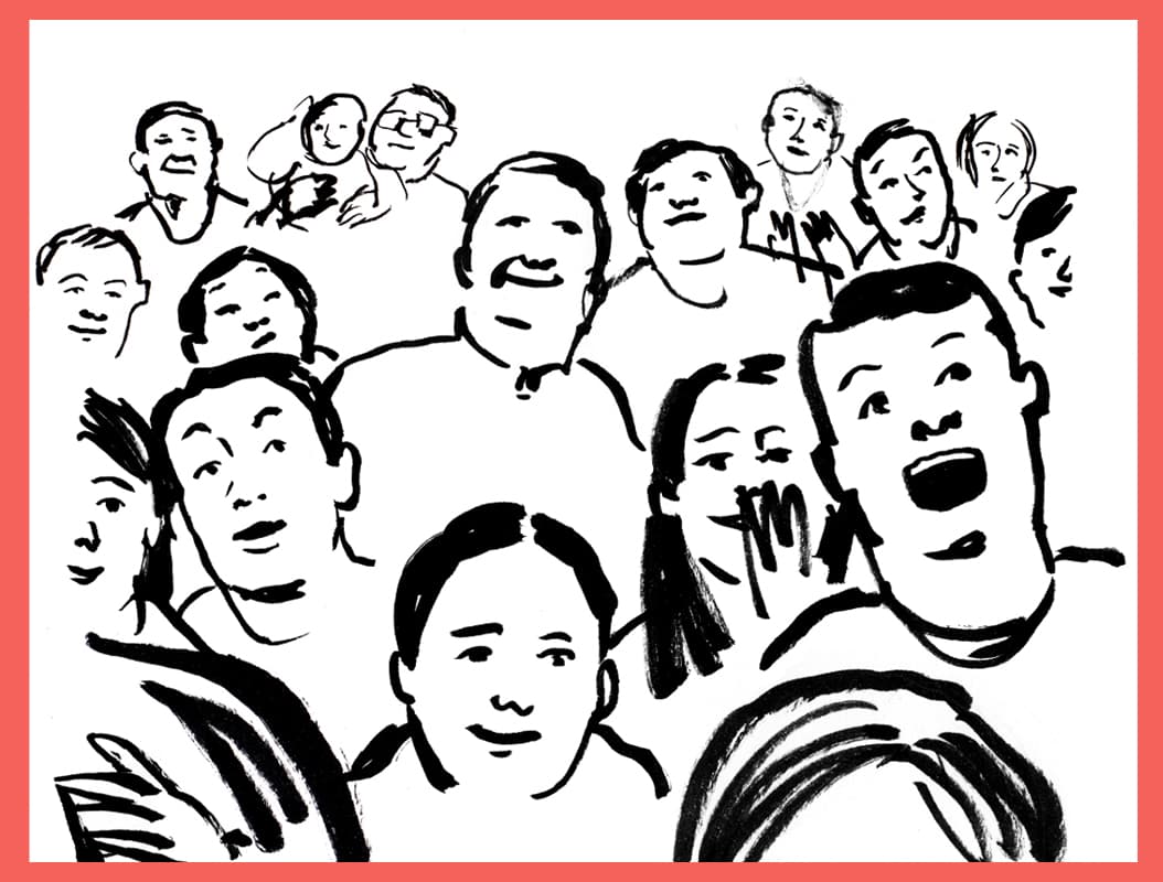 Il·lustració d'un grup de persones somrient